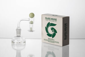 Glasshouse Terp Vacuum Kit 14 Male 20mm Cup with Beveled Top includes Glow in the Dark Capsule, 12mm Pearl and 20mm Dark Cap